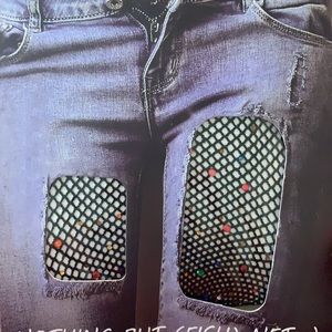 Fishnet hose with rhinestones attached